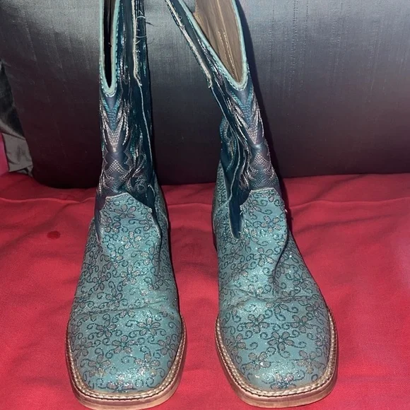 ROPER girls Turquoise Cowgirl Boots. Size 1 - Picture 2 of 10